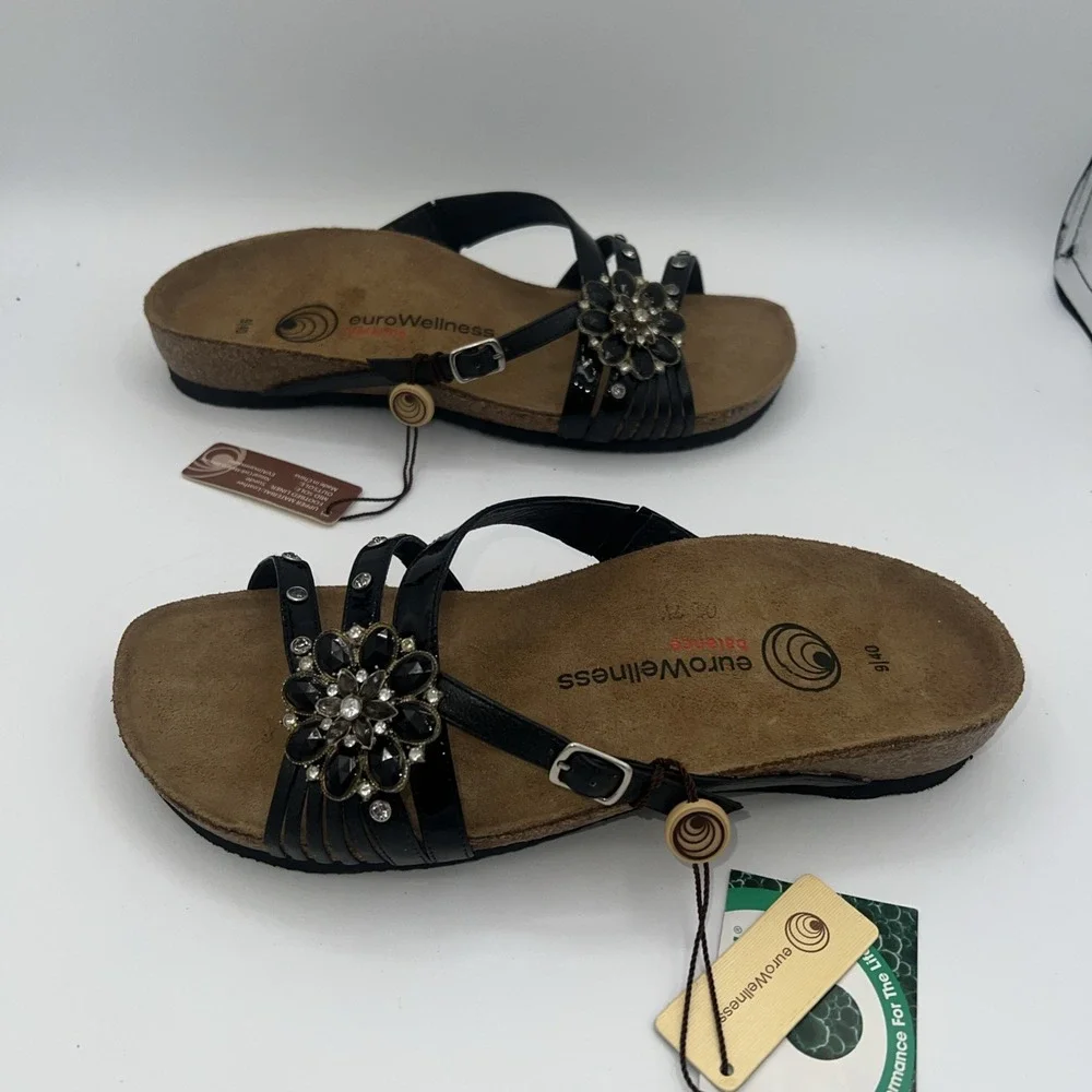 New Eurowellness balance sandal, womens size 9 /40  Gweneth‎ Black leather